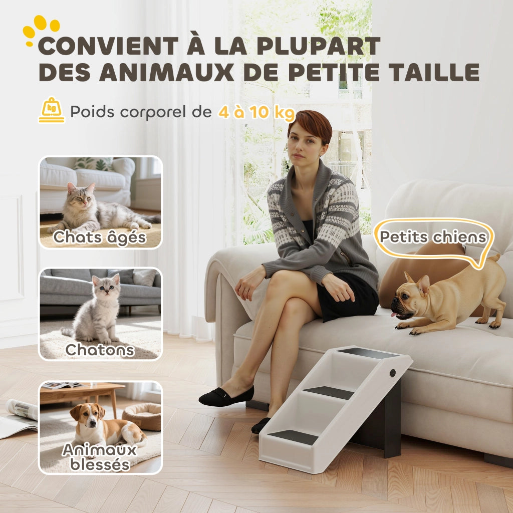 Scaletta per cani pieghevole a 3 gradini ¨C zephmum ¨C 53x30.5x36.5 crema