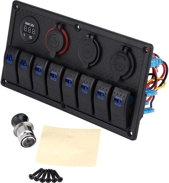 Interfaccia LED a schermo a 8 pulsanti per imbarcazione, 12-24 V, colore blu marino