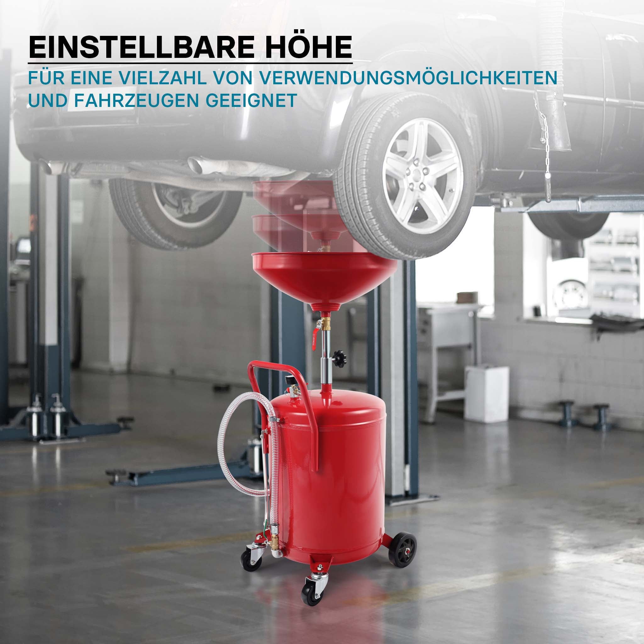 Recuperatore olio esausto 80 litri altezza regolabile 122-168cm Raccoglitore olio esausto