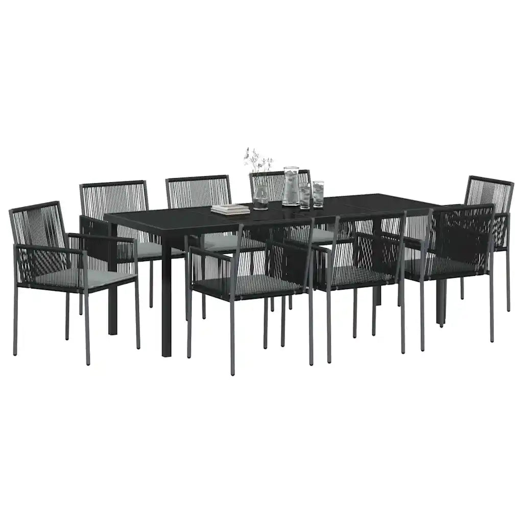 Set da Pranzo per Giardino 9 pcs Nero Rattan in PE 3379113