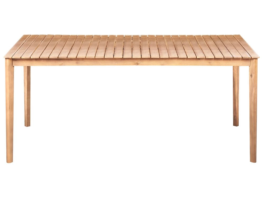 Tavolo da pranzo da giardino in legno di acacia marrone chiaro 180 x 100 cm per 6 persone, rettangolare, stile rustico, per esterni