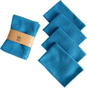 Set di 4 tovaglioli in cotone 100% - Tovaglioli in lino - 35 x 35 cm tovaglioli - Tovaglioli morbidi e assorbenti - Riciclabili - Lavabili in lavatrice - Blu - 35*35cm