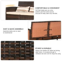 Divano da Giardino a 3 Posti in Rattan PE e Acciaio, 173x68x78 cm, Marrone