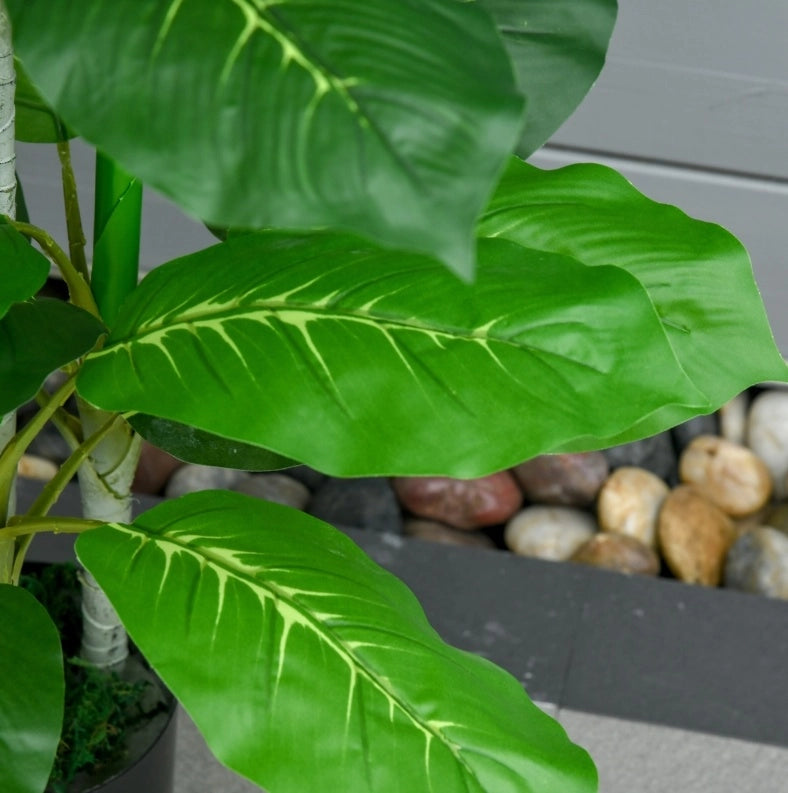 Pianta artificiale 95 cm con 33 foglie e vaso per soggiorno