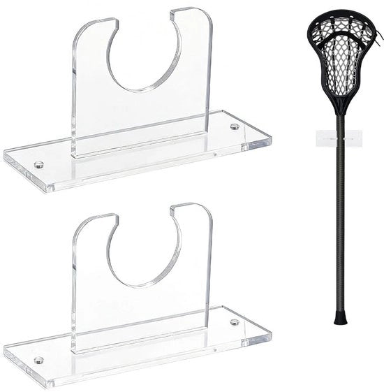 Supporto per Asta da Lacrosse 4 Pezzi - Supporto per Asta - Display Verticale - Accessorio Sportivo - Inclusi Viti e Placchette in Acrilico