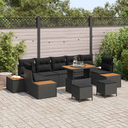 Set Divano da Giardino 10 pcs Nero polyrattan