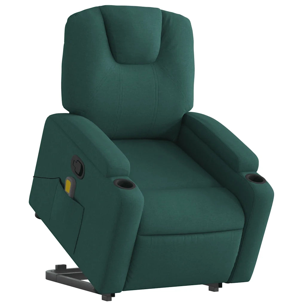 Poltrona Alzapersona Massaggiante Verde Scuro in Tessuto 3204386