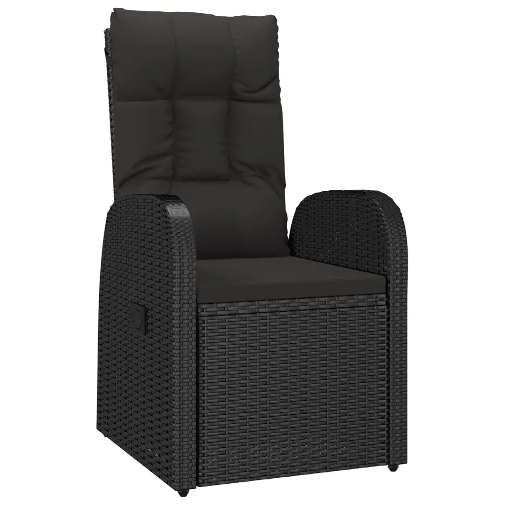 Set da Pranzo da Giardino 7 pz Nero con Cuscini in Polyrattan 3157603