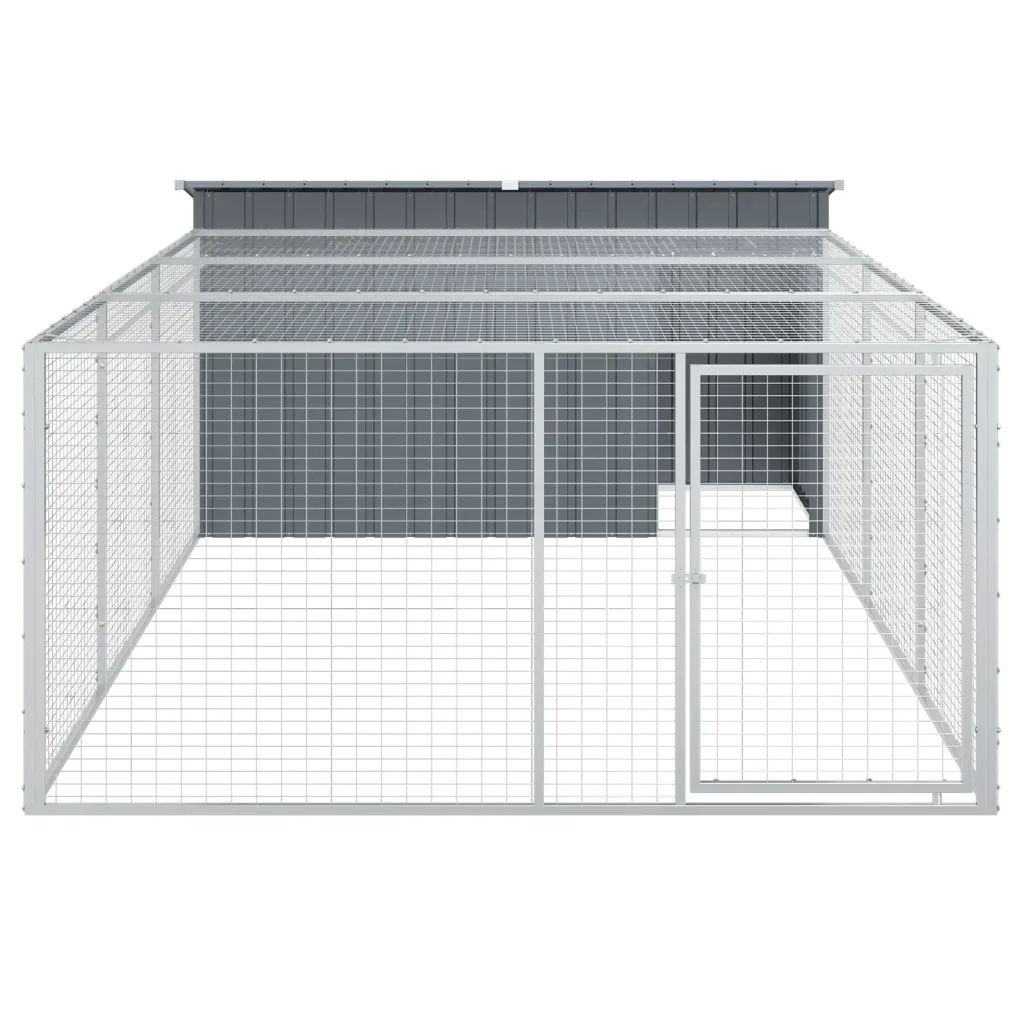 Cuccia per cani con recinto antracite 197x396x110 cm in acciaio zincato