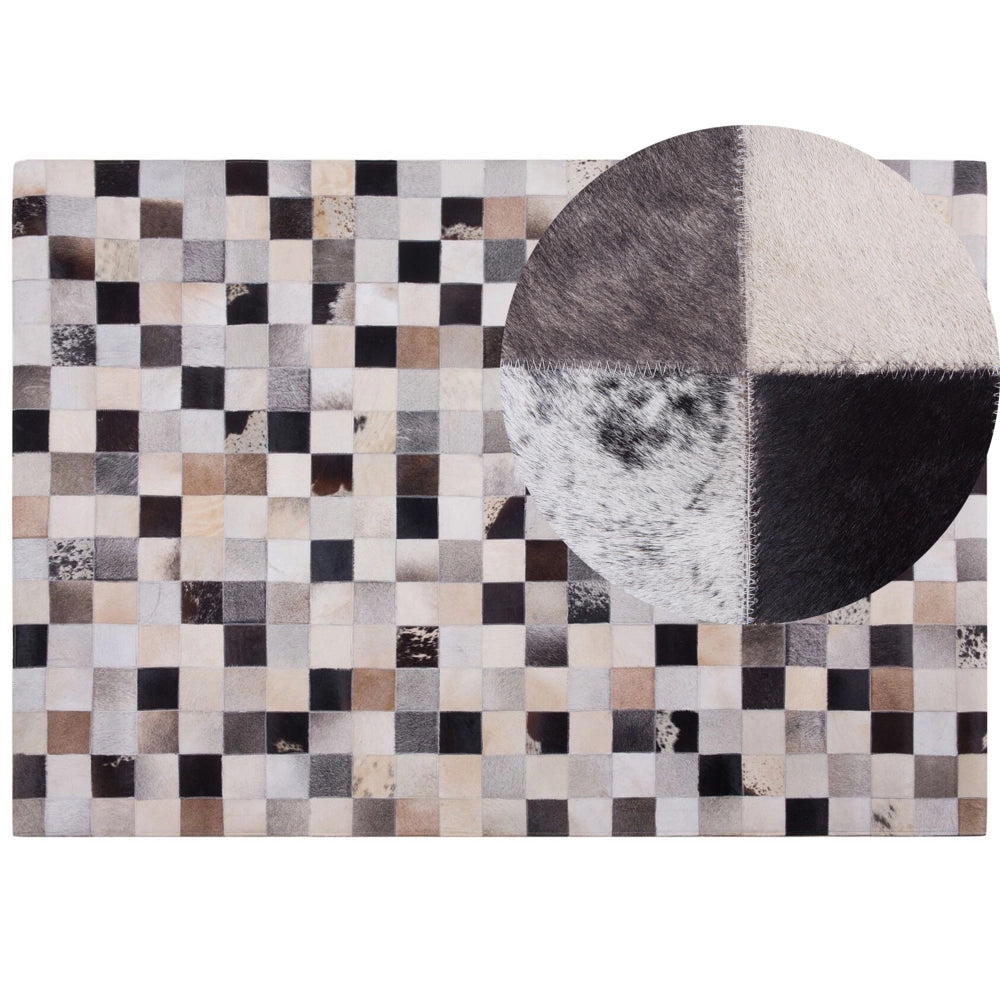 Tappeto tappetino Multicolore Pelle Bovina 160 x 230 cm Rettangolare Patchwork Fatto a Mano