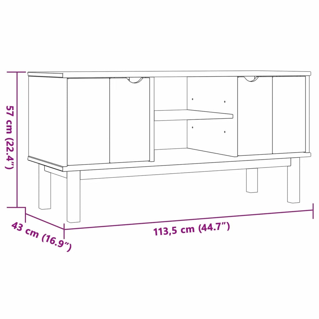 Supporto TV OTTA 113,5 x 43 x 57 cm Nero Legno Massello di Pino