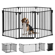Cancelletto di Sicurezza per Cani Pieghevole a 8 Sezioni, Sistema di Blocco e Chiusura Automatica, Nero