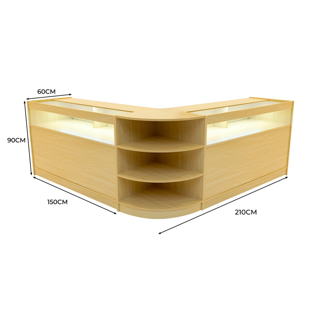 Set Bancone Acero Theseus LED B1500 LM60 con Serratura e Vetrina Espositiva