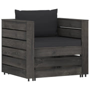 Set Salotto da Giardino 2pz | Set di Mobili da Esterno con Cuscini Legno Impregnato Grigio