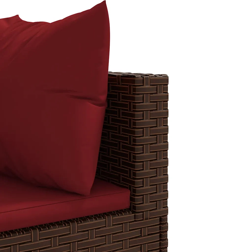 Set Mobili da Giardino 6pz con Cuscini in Polyrattan Marrone 3308133