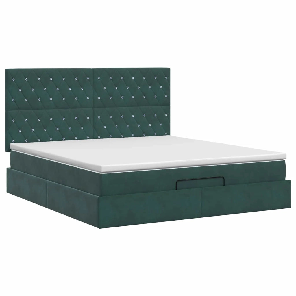Letto ottomano con materasso Verde Scuro 180 x 200 cm Velluto 3457668