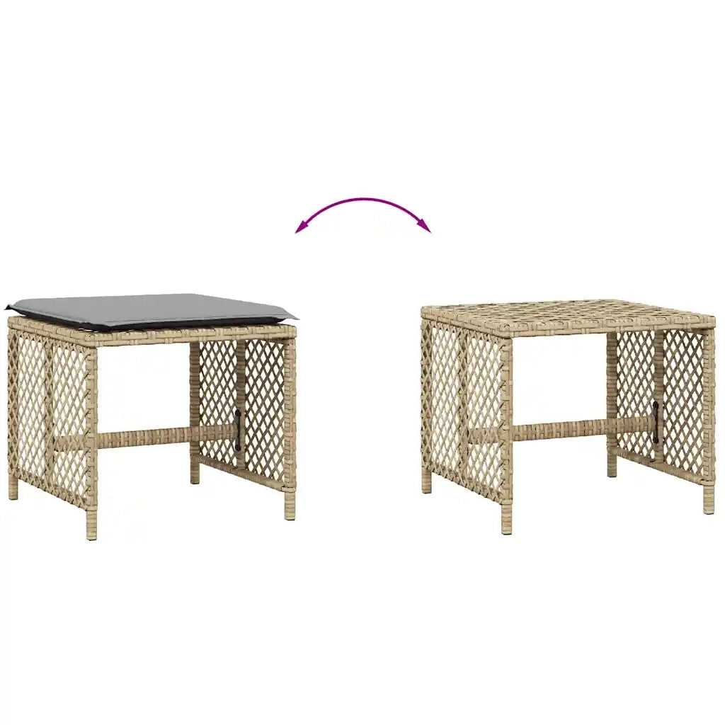 Sgabelli Giardino Cuscini 4 pz Beige Misto 41x41x36cm Polyrattan CFW4388390