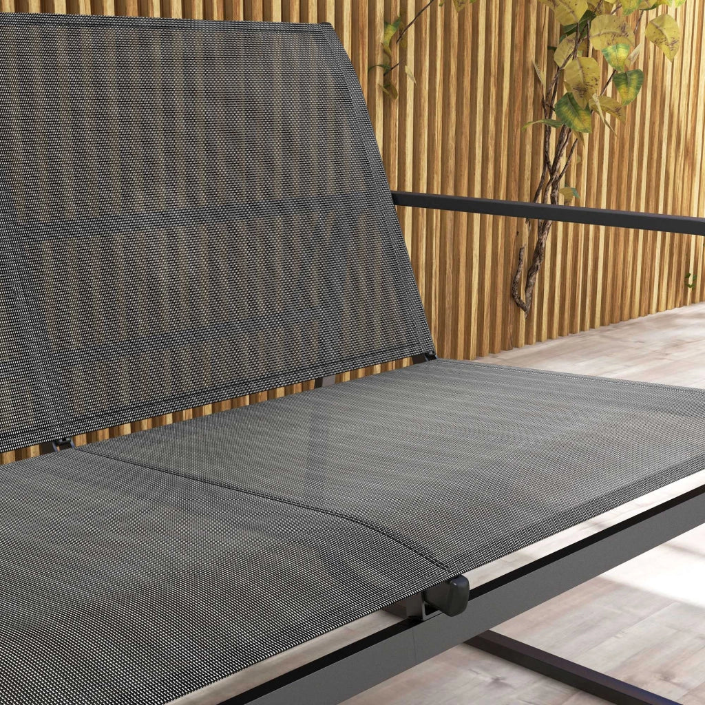 Set giardino 4 pezzi ¨C zephmum ¨C divano 2 posti, sedie, tavolo, tessuto, metallo, nero