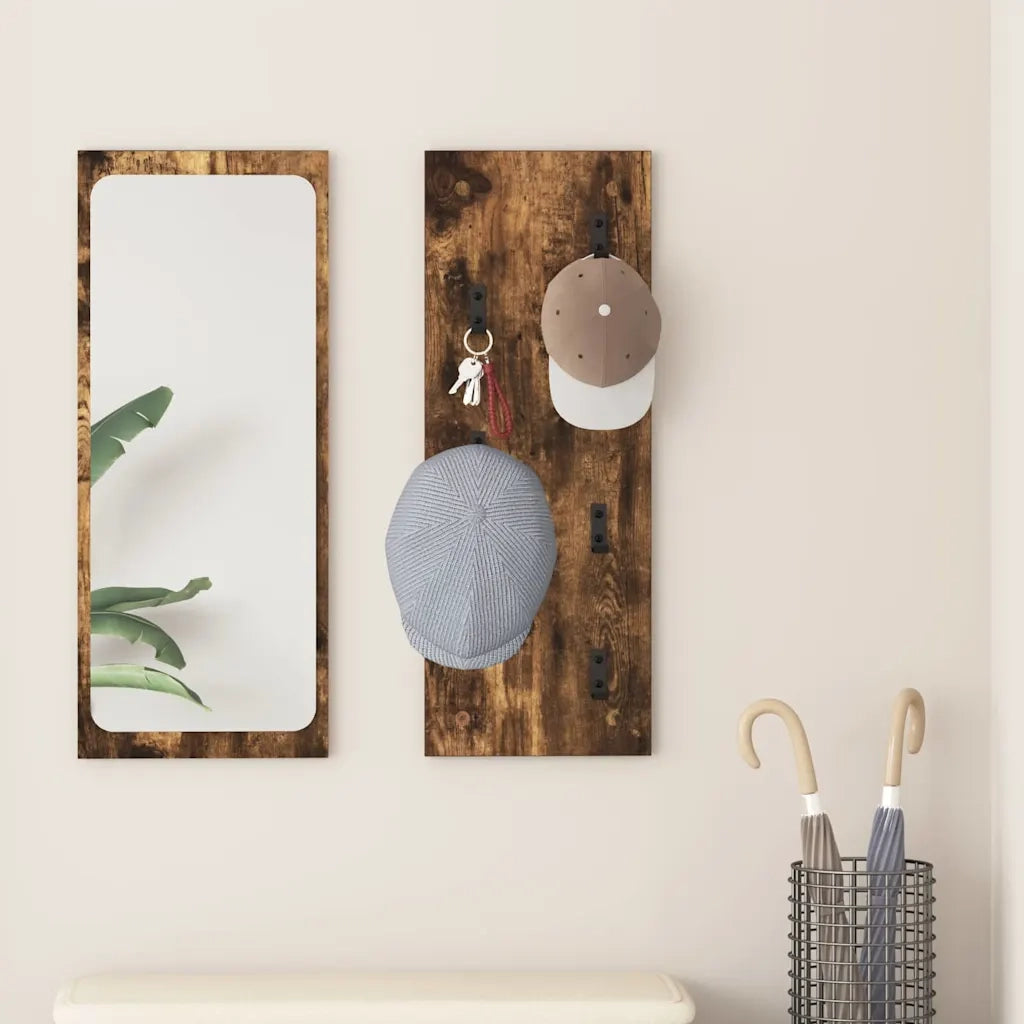 vidaXL Appendiabiti a muro Rovere fumo 30 x 1.5 x 80 cm