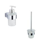 Set da bagno 2 accessori cromato: dispenser, porta scopino | Brush
