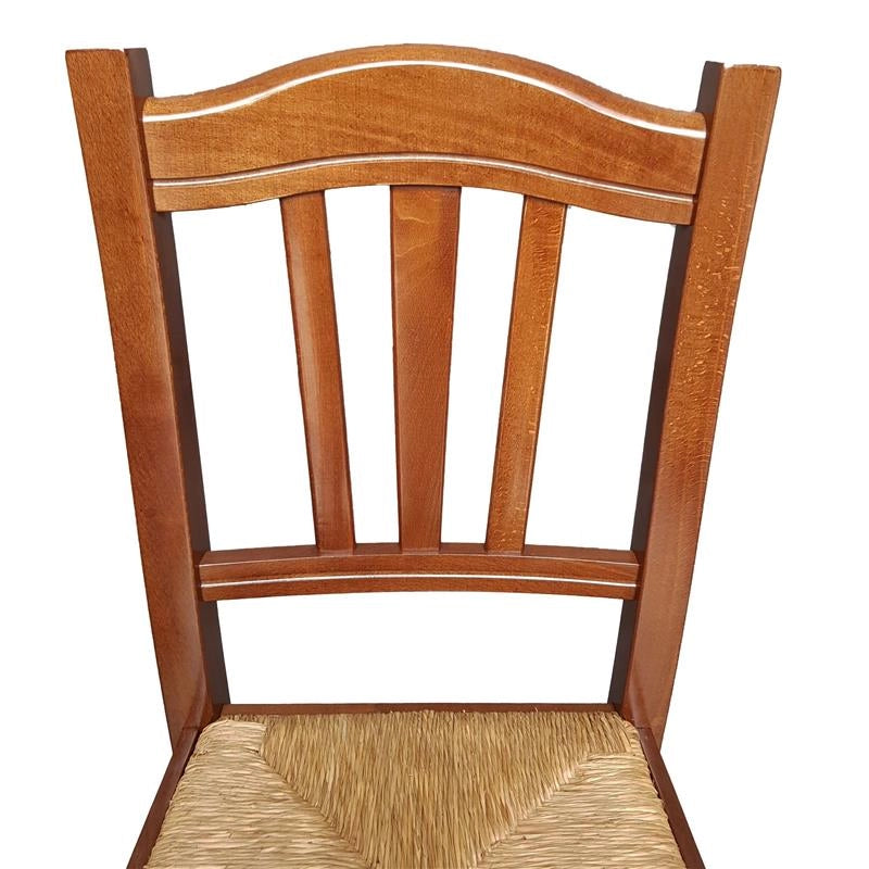 SET 4PZ SEDIE IN LEGNO MASSELLO CON SEDUTA IN PAGLIA E SCHIENALE ALTO LAVORATO -  COLORE NOCE 90X45X46 CM