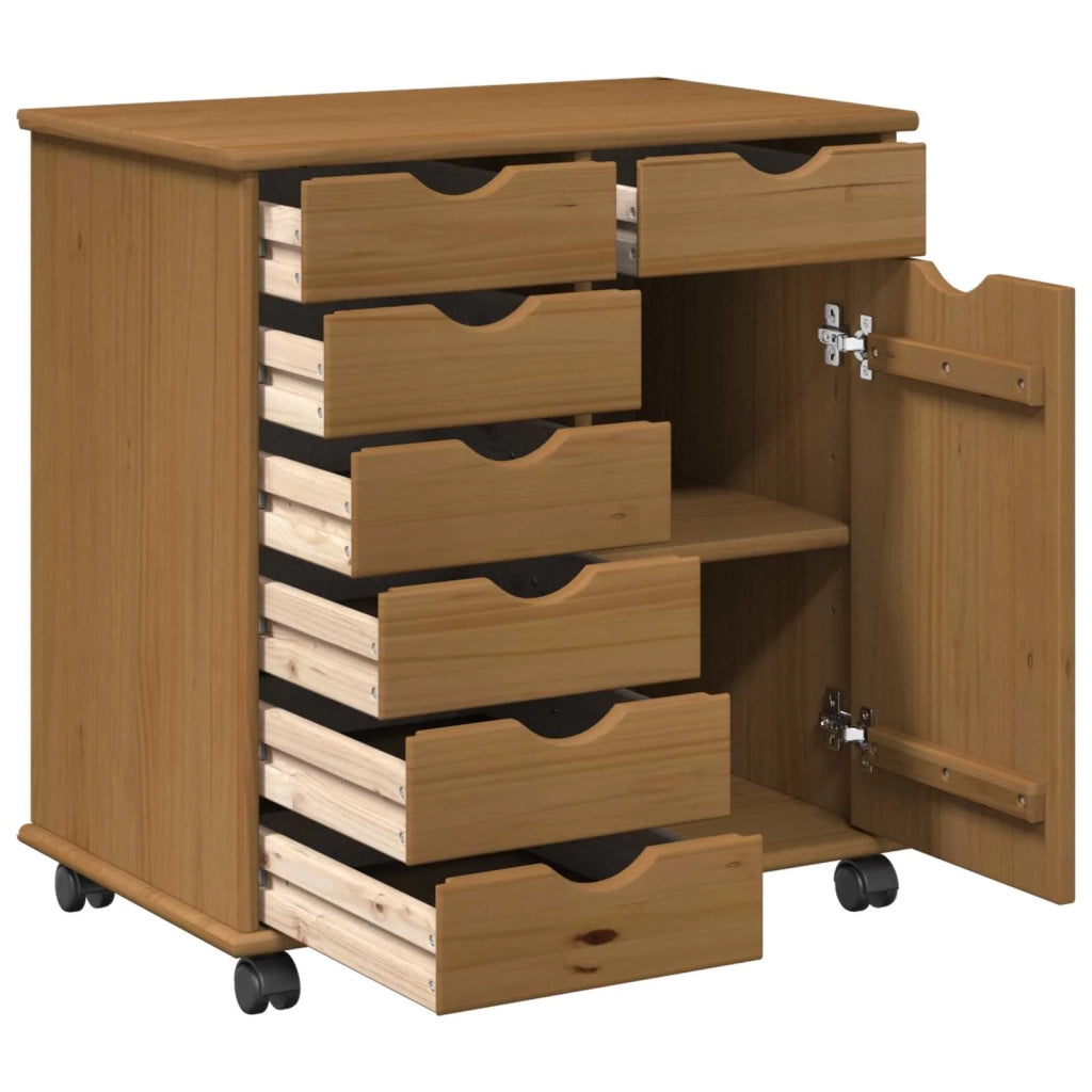 Mobile con Ruote con ruota Marrone miele 63,5 x 39 x 65,5 cm