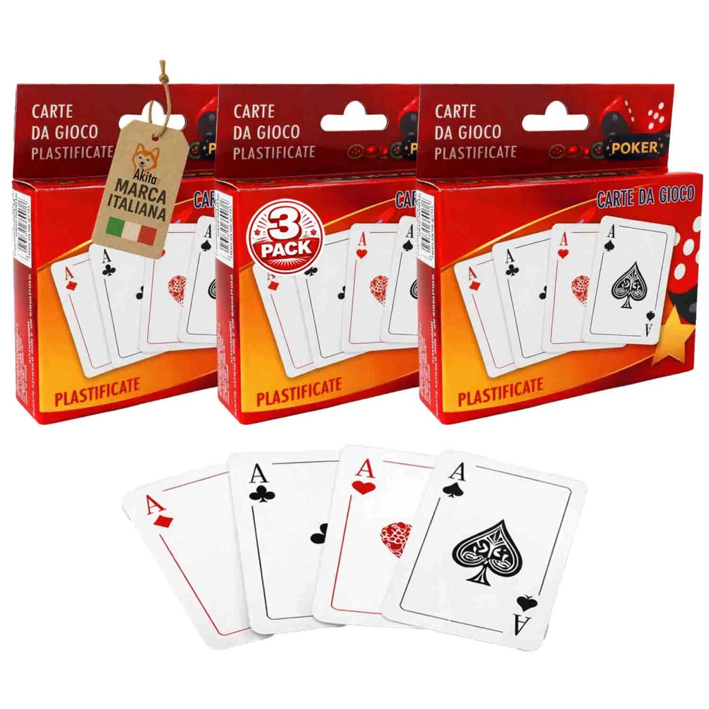 Akitaink Carte da Gioco Poker Plastificate 3 Mazzi