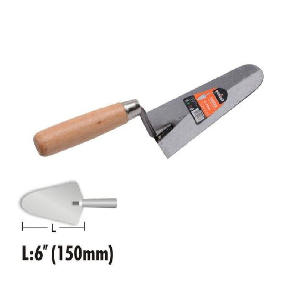 Trade Shop - Spatola Cazzuola Semicerchio Acciaio 150 Mm 6" Manico In Legno Ferramenta 90480 -