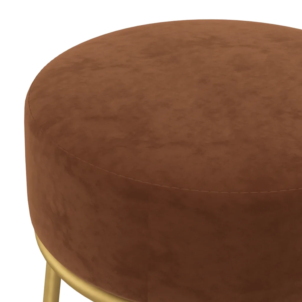 Sgabello Rotondo Marrone in Velluto 340259