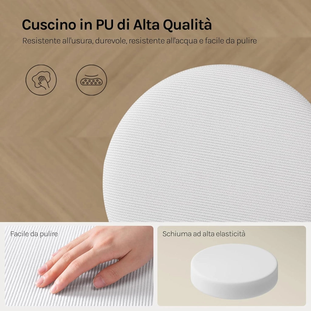 Set di 2 Sgabelli Bassi da Bar, Sgabello Regolabile in Altezza, Sedia da Trucco, Sgabello Girevole con Sedile in Velluto a Coste, Base in Metallo, per Salone, Massaggi, Nuvola Bianca