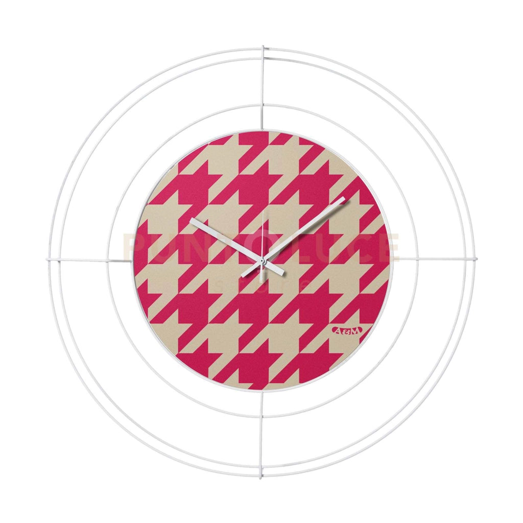 orologio nudo piccolo pied de poule magenta Bianco ,pied de poule magenta in Ferro Diametro59cm