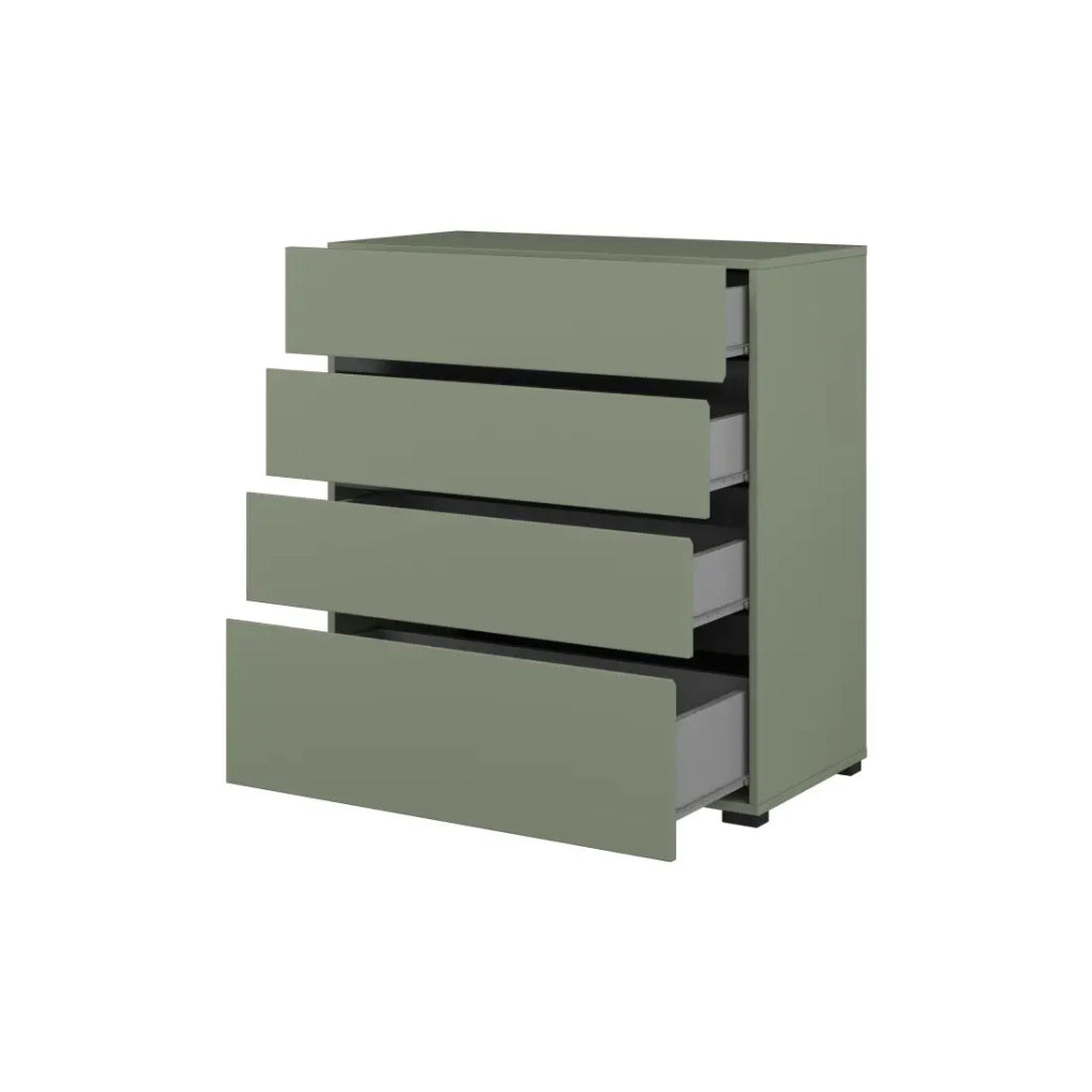 Cassettiera HAVANA – 4 cassetti – Colore verde salvia e nero – Stile moderno e contenitore compatto