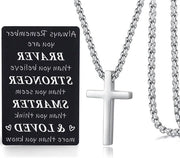 Collana a croce in argento per signori in scatola da toeletta di lusso - Energia per l'uso quotidiano - Regalo per occasioni speciali
