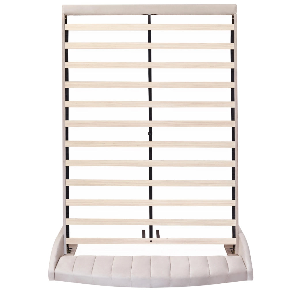 Letto imbottito matrimoniale 140x200 cm con rete a doghe; testiera in velluto beige