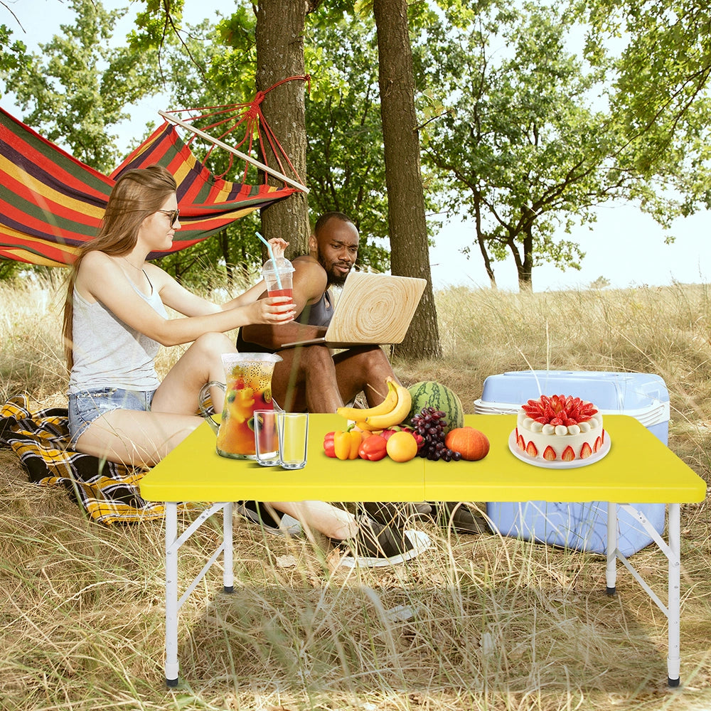 Tavolo-Xylo-125cm pieghevole giallo regolabile portatile 135kg