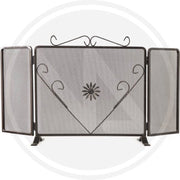 SCHERMI PARASCINTILLE IN FERRO BATTUTO CUORE FIORENTINO CM. 100X50H CAMINETTO