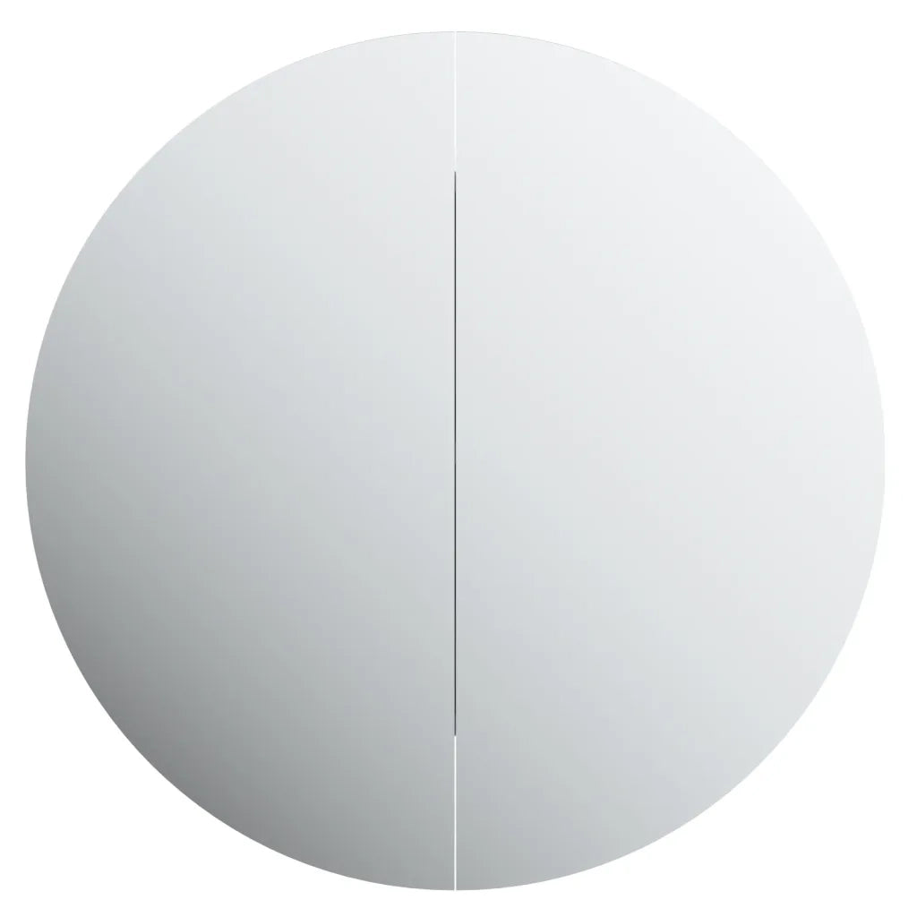 Armadio da Bagno con Specchio Rotondo e LED-Mobiletto a specchio Grigio 47x47x17,5cm