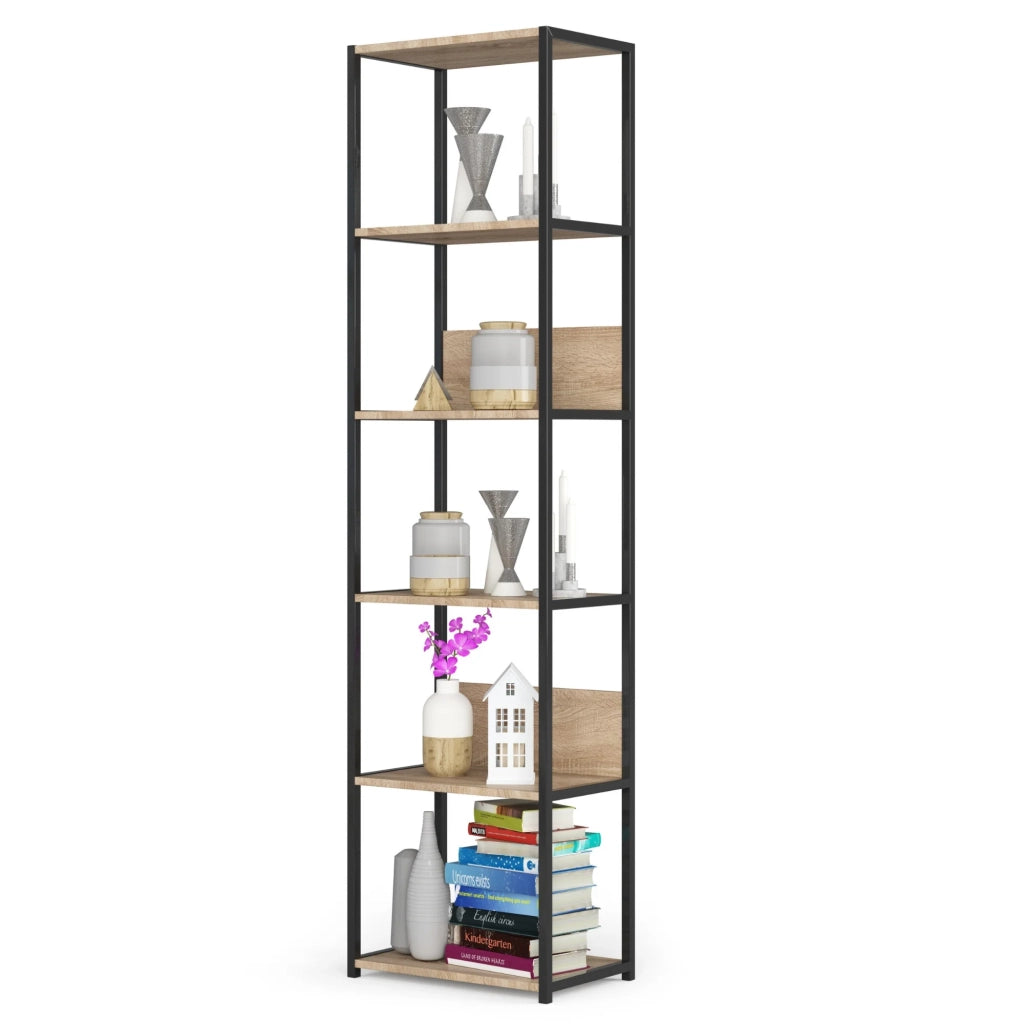 Scaffale stile industriale con ripiani in legno 50 cm Nera, Quercia Sonoma 50x32x192 cm