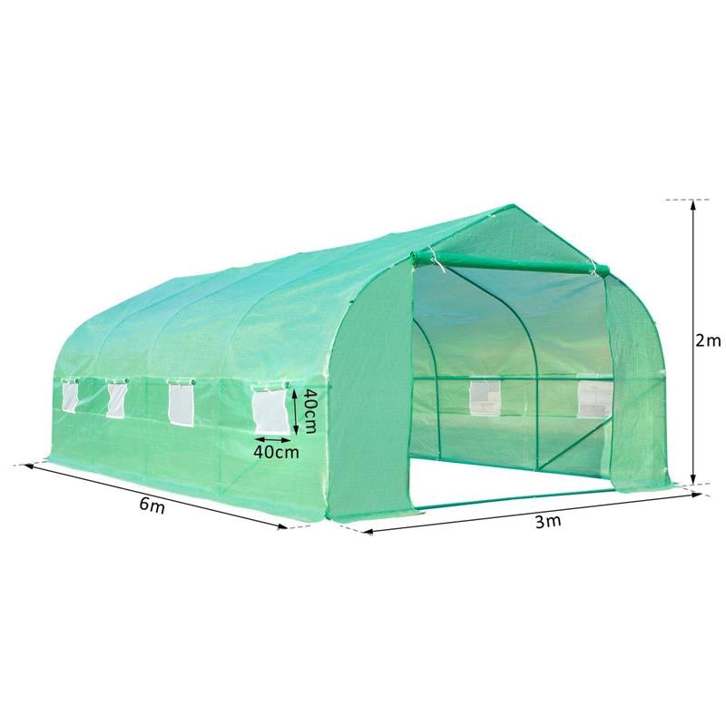 SERRA DA GIARDINO A TUNNEL CON 8 FINESTRE E PORTA AVVOLGIBILE 6 X 3 X 2M