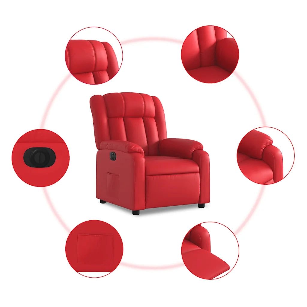 Poltrona Reclinabile Elettrica Rossa in Similpelle 3205255