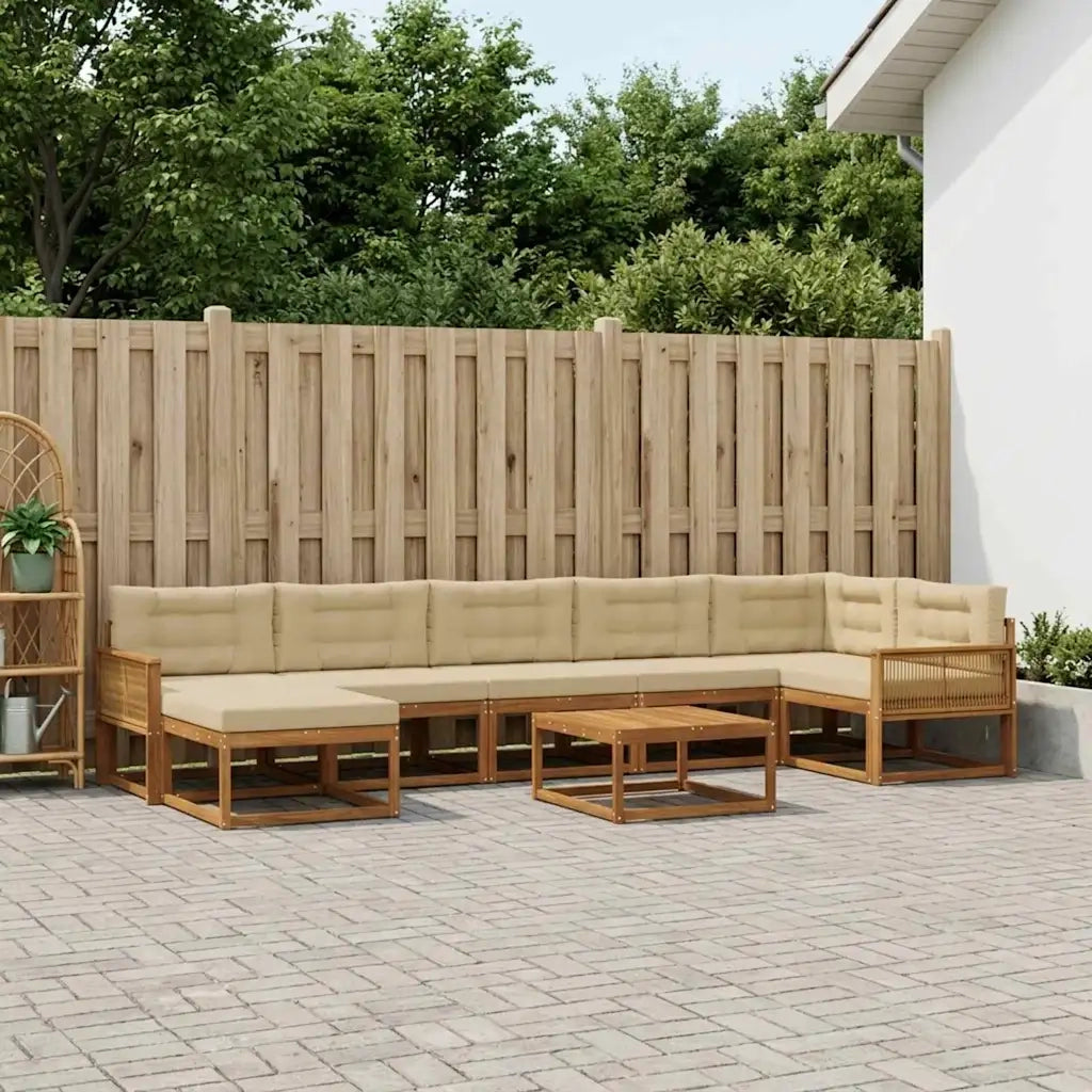 Set di divani da esterno con cuscino 8 pcs Naturale e Beige 3382771