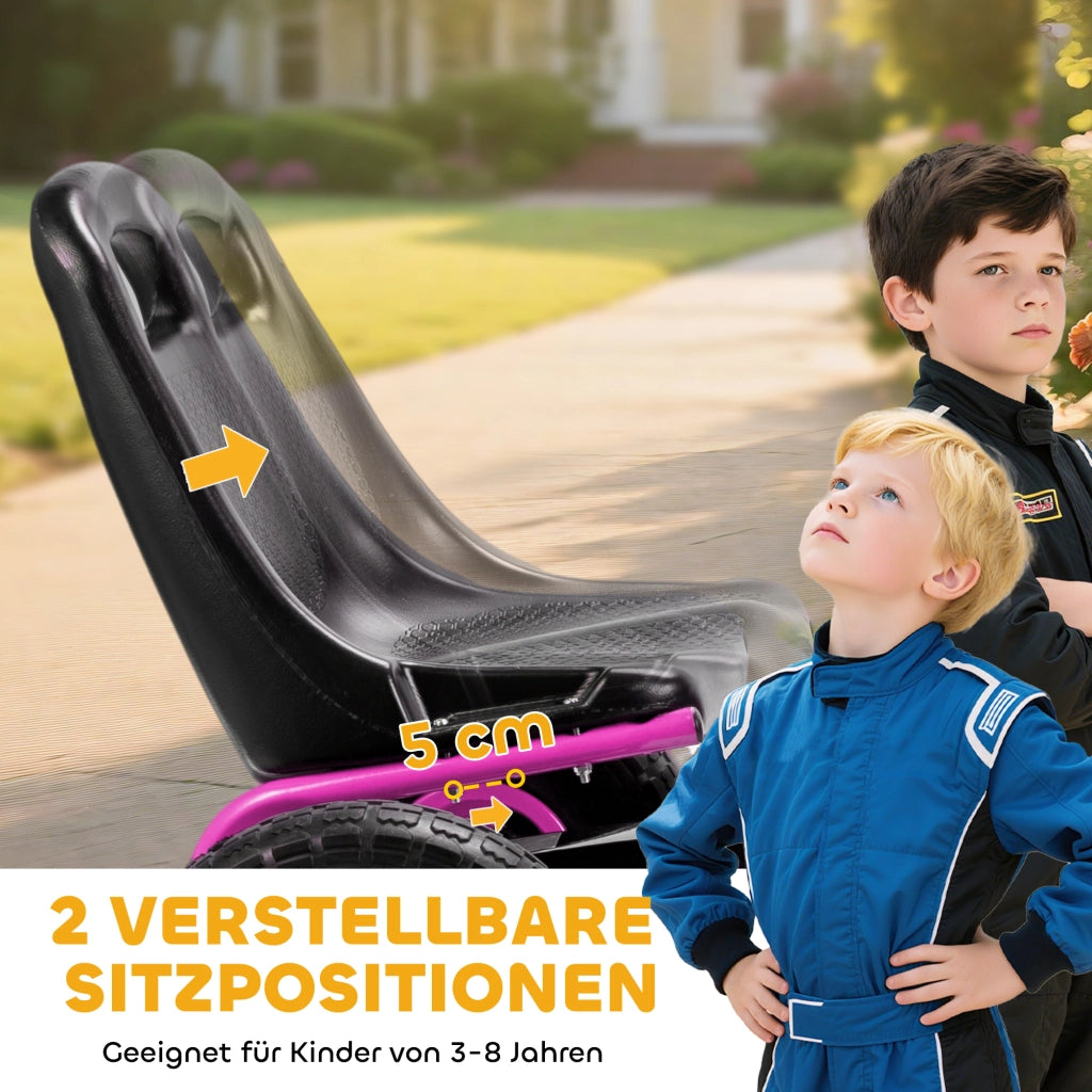 Go-Kart Bambini con Pedali Regolabile ¨C zephmum ¨C Rosa 3-8 Anni