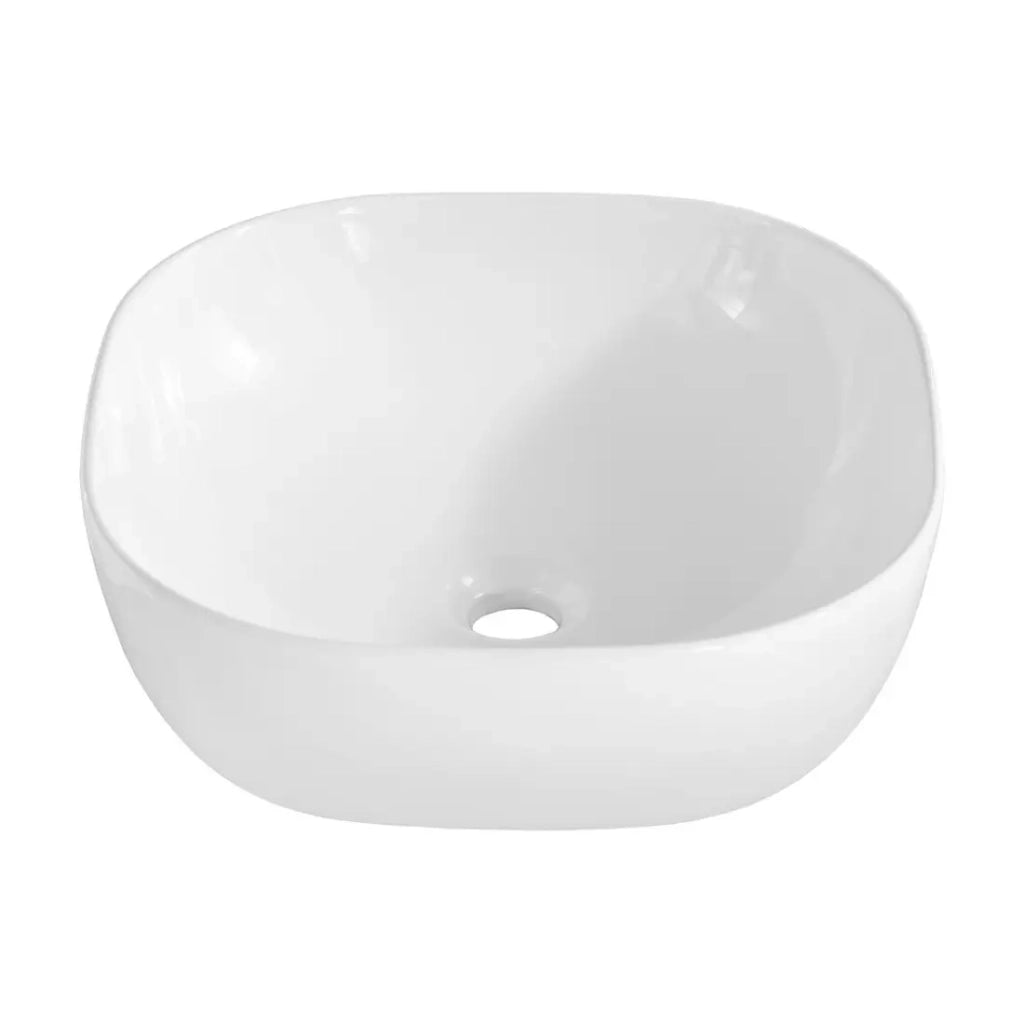 Lavabo da appoggio quadrato 41x41 cm bianco lucido in ceramica