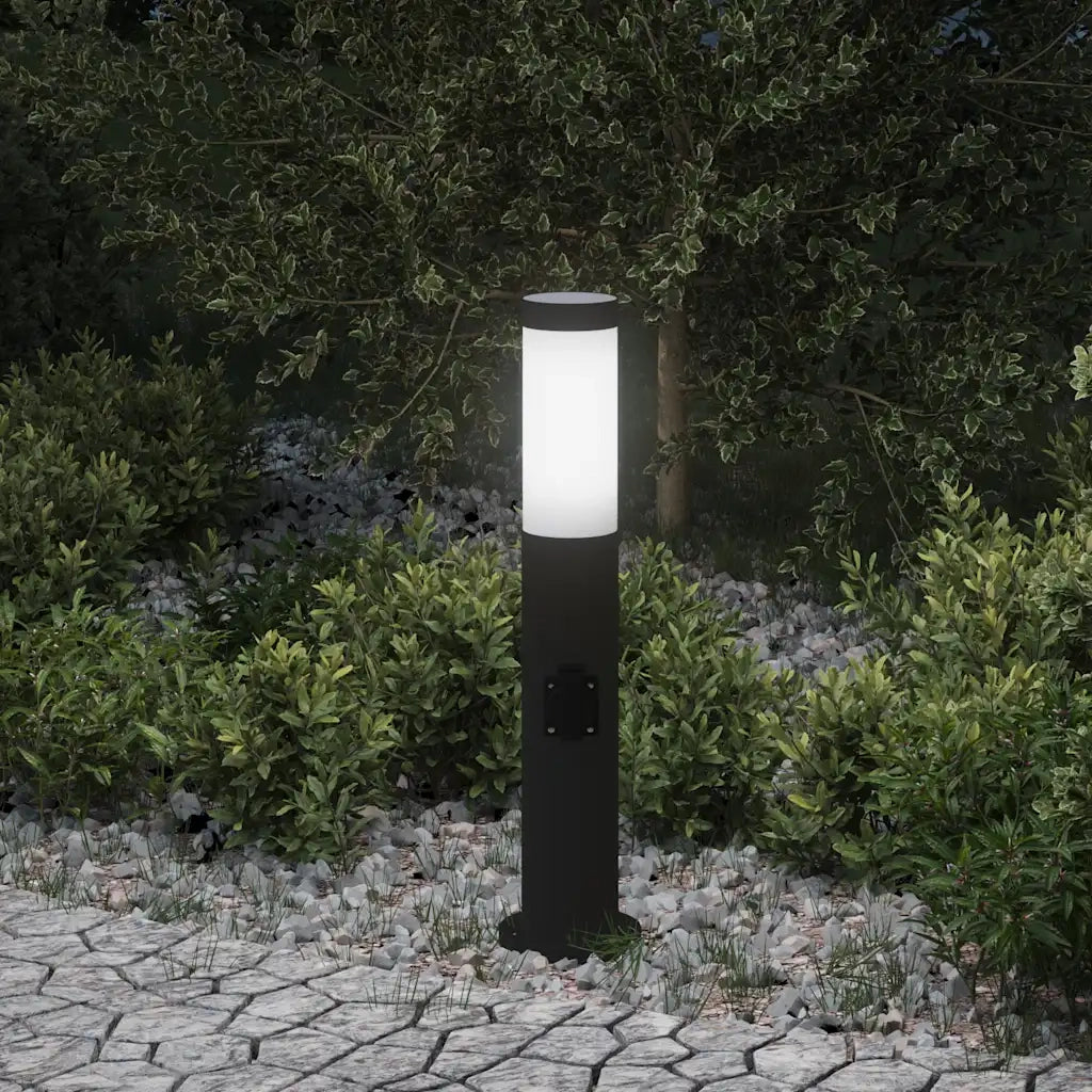 Lampada a paletto con presa elettrica 50 cm Acciaio Inox IP44 4006035