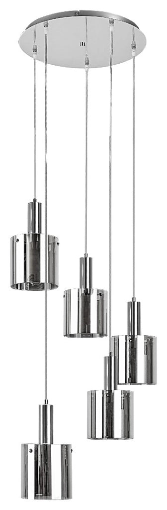 Lampadario Rabalux Donati 5xE27 cromato vetro fumé