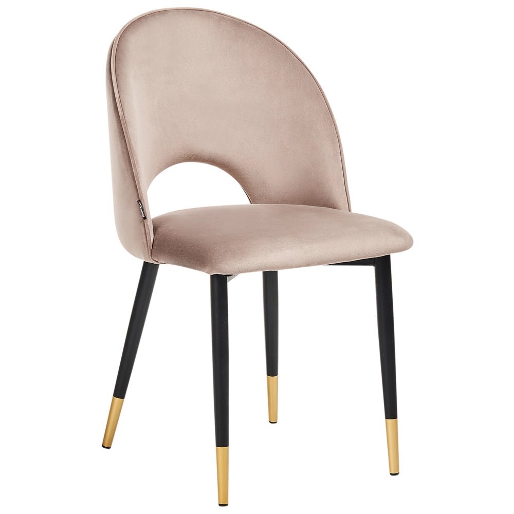 Set di 2 sedie da pranzo rivestimento in velluto grigio tortora gambe nere stile glamour retrò