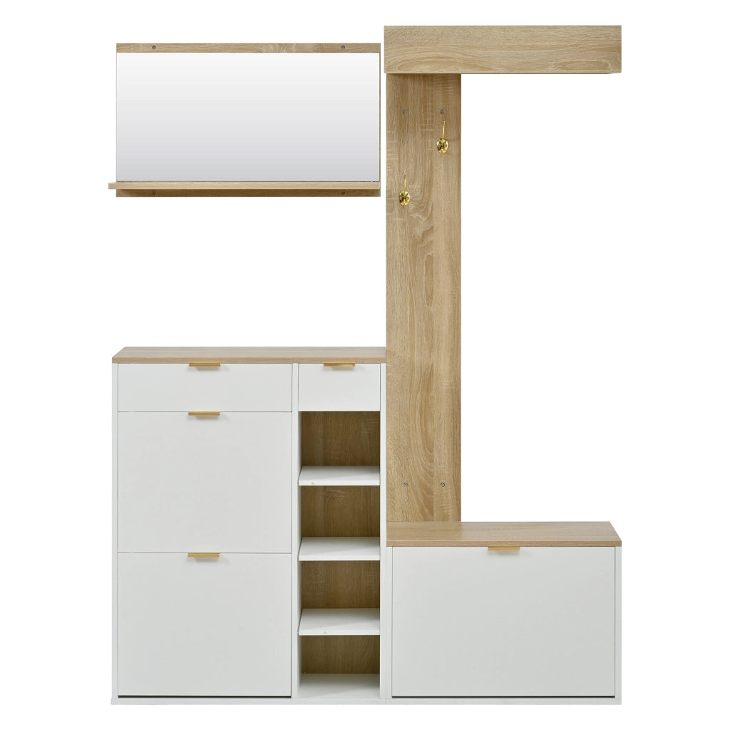 Set guardaroba da ingresso 4 pezzi con scarpiera e panca 130x30x174 cm