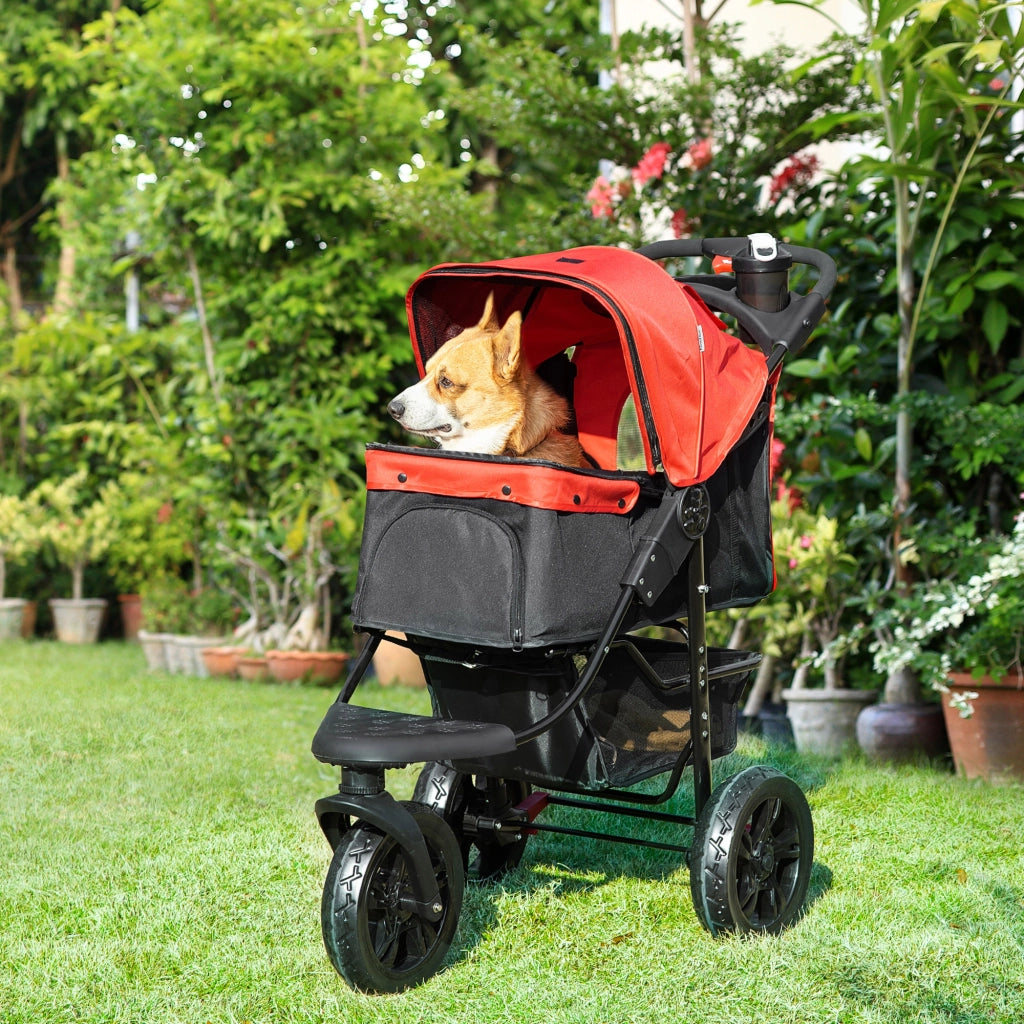 Carrello per Cani con Ruote ¨C zephmum ¨C Rosso 109.5x57.5x106.5 cm
