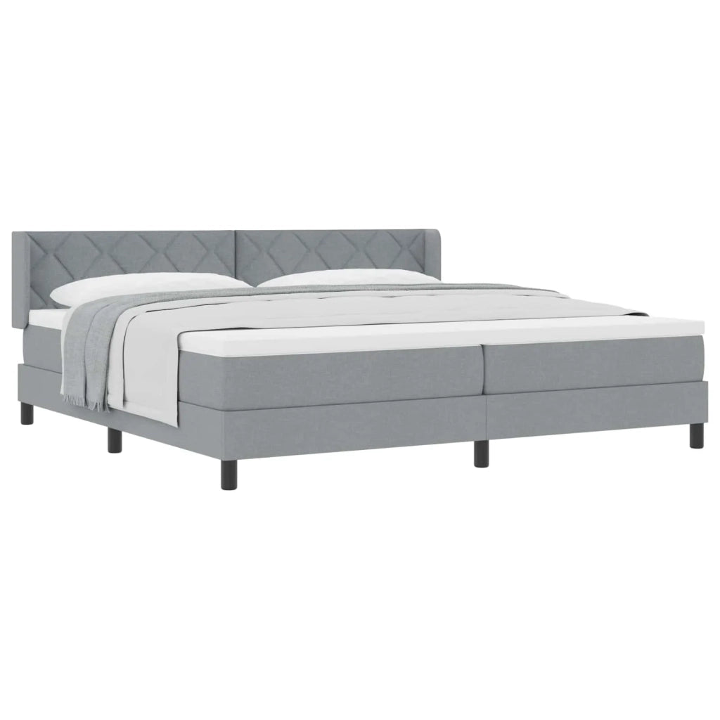 Letto a molle con testiera Grigio chiaro 200 x 200 cm Tessuto 3341188