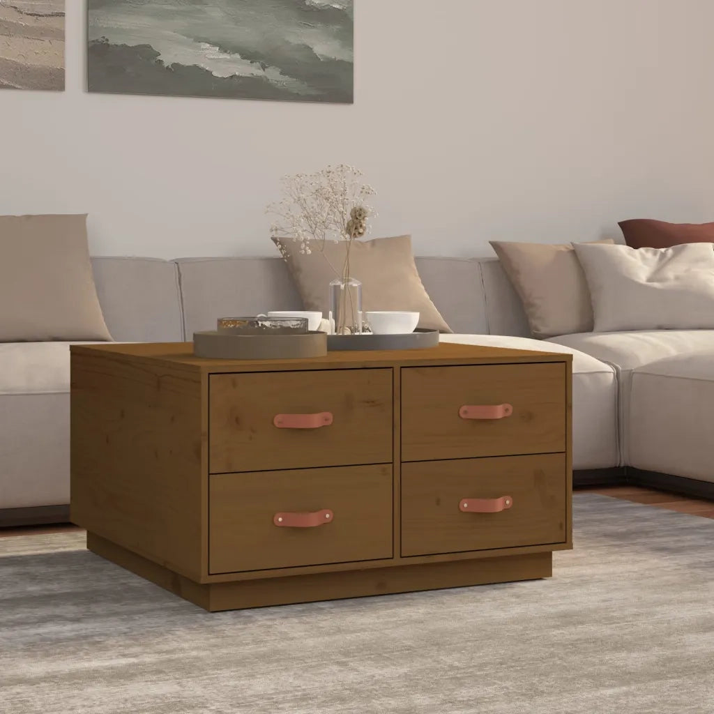 Tavolino da Salotto ambra 80x80x45 cm Legno Massello di Pino 821520
